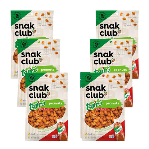 Snak Club Tajin Peanuts, Roasted Nuts with Chili and Lime Seasoning, Mild, Gluten-Free and Kosher Snacks, No Artificial Colors or Flavors, No Preservatives, 12 oz Resealable Bag