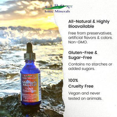Eidon Multiple Minerals Supplement Minerals for Water Liquid Vitamins AllNatural Bioavailable Ionic Vegan Gluten No Additives or Preservatives 2 Ounce Bottle