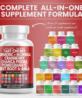 Tart Cherry Extract Capsules 20,000Mg With Turmeric 8000Mg Moringa 4000Mg Cranberry 2000Mg Chanca Piedra Celery Quercetin Beet