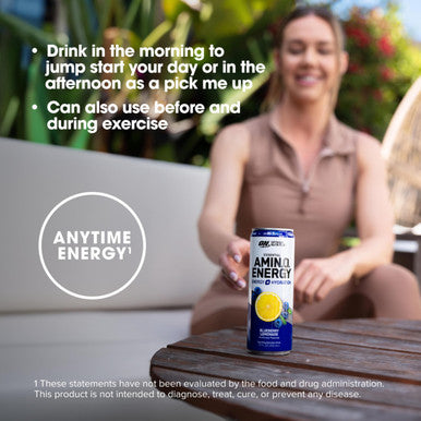 Optimum Nutrition Amino Energy Sparkling Hydration Drink Electrolytes Caffeine Amino Acids Bcaas Sugar Free Blueberry Lemonade 12 Fl Oz 12 Pack (Packaging May Vary)