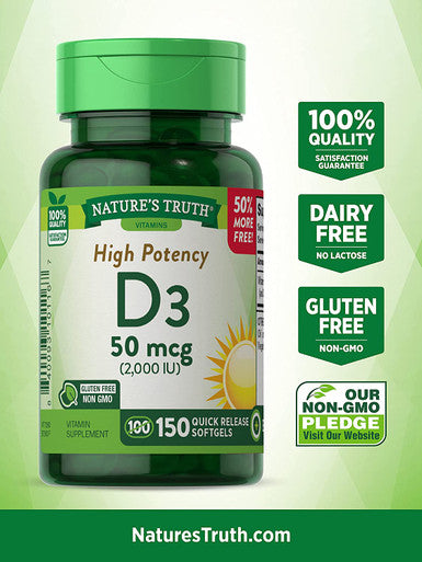 Nature's Truth High Potency Vitamin D3 2000 iu, 150 Count (Pack of 3)