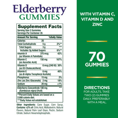 Nature s Bounty Elderberry Gummies Dietary 70 Gummies (Pack Of 3)