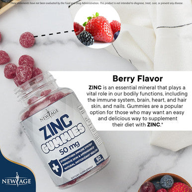 Age Zinc Gummies - 2 Pack - 50Mg High Immune Booster Zinc Supplement, Immune Defense, Powerful Natural Antioxidant, Non-Gmo - By Age, 120 Count