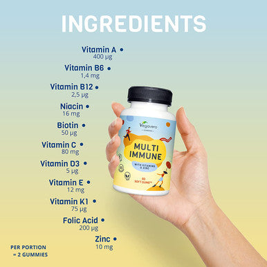 Multivitamin Gummies for Adults VegaveroÃƒâ€šÃ‚Â® | Vegan | with Vitamins C, D3, B12, B9 (Folic Acid), B3, Biotin & Zinc | NO Preservatives | Immune System Support | 60 Gums