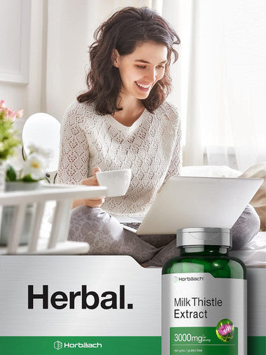 HorbAach Milk Thistle Supplement 3000Mg 300 Capsules Herbal Extract Non-Gmo, Gluten Free
