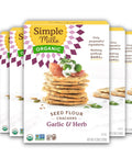 Simple Mills Organic Seed Crackers, Original, Gluten Free, Flax Seed, Sunflower Seeds, Corn Free, Low-Calorie Snacks, Plant Based, Nutrient Dense, 4.25oz, 3 Count