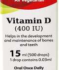 Vitamin D Drops 15 ML - 500 Drops Support Immune System Helps in Development & Maintenance of Bones and Teeths For Adults & Kids