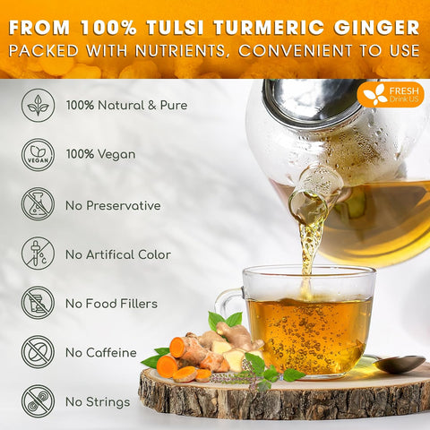 FreshDrinkUS, Premium 50 Mulberry Leaf Tea Bags, 100% Natural & Pure from Mulberry Leaves. Herbal Tea. Made with Natural Material Tea Bags. No Sugar, No Caffeine, No Gluten, Vegan.