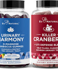 Eu Natural Urinary Tract Supplement Duo Killer Cranberry Capsules & Urinary Harmony Gummies - UT Defense blends D-mannose & Hibiscus + Cranberry Pine Bark Propolis & Vitamin D Clinical Strength Ingredients