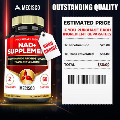 2In1 1200Mg Nad+ Supplement With Nicotinamide Riboside & Resveratrol - Cellular Production & Repair, Vitality, Healthy Aging - 60 Capsules For 30 Days