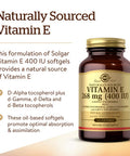 Solgar Vitamin E 268 Mg (400 Iu) (D-Alpha Tocopherol & Mixed Tocopherols) 100 Softgels - Supports Immune System & Skin Nutrition - Natural Antioxidant - Gluten Free Dairy Free - 100 Servings