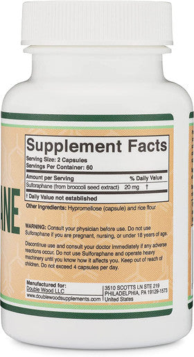 Double Wood Supplements Sulforaphane Supplement 20Mg Of Activated And Stabilized Sulforaphane Per Serving 120 Capsules Potent Broccoli Extract For Healthy Aging