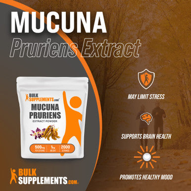 BulkSupplements Mucuna Pruriens Extract Powder - Herbal Extract Supplement, from Mucuna Pruriens Seed - - 500mg , 2000 Servings (1 Kilogram - 2.2 lbs)