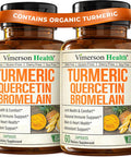 Vimerson Health Quercetin with Bromelain Turmeric Curcumin Supplement Triple Action Allergy Relief Inflammation and Joint Support with Organic Tumeric + Bioperine for Max Absorption