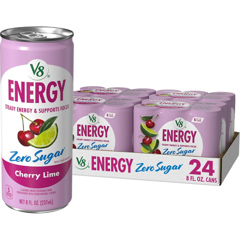 V8 Energy Strawberry Banana Juice Energy Drink, 8 fl oz Can (24 Pack)