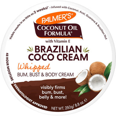 Palmer'S Coconut Oil Formula Brazilian Coco Cream With Vitamin E 8.8 Fl Oz Whipped Bum Bust & Body Cream Helps With Skin Tightening & Firming
