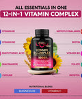 Vitamin B Complex For Men & Women - Made In Usa - B-Complex: B1, B2, B3, B5, B6, B7, B8, B9, B12 With Vitamin C, Choline, Inositol - Energy, Brain & Heart Support Supplement, 60 Vegan Capsules