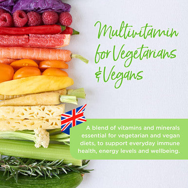 Healthspan Multivitamin for Vegetarians and Vegans (120 Tablets) Promotes Immune Health and Energy Levels Supports Bones Teeth and Muscles Includes Vitamins B12 & D Calcium Iron and Zinc Vegan