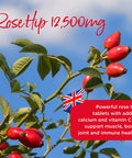 Healthspan Rose Hip 12,500mg | 90 Tablets | Muscle, Bone, Joint & Immune Health | Added Vitamin C & Calcium | Fatty Acids | Carotenoids | Polyphenols | Flavonoids | Rosa Canina | Vegan