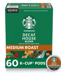 Starbucks K-Cup Coffee Pods, Medium Roast Hot or Iced Coffee, Decaf House Blend, 60 Keurig Pods