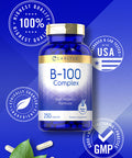 Carlyle B-100 Complex Vitamin | 250 Capsules | Non-Gmo, Gluten Free Supplement