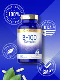 Carlyle B-100 Complex Vitamin | 250 Capsules | Non-Gmo, Gluten Free Supplement