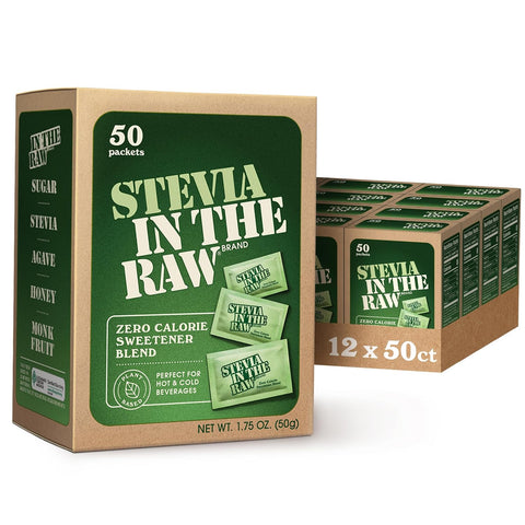 Stevia In The Raw Stevia Sweetener Packets 50 Ct Zero Calorie Stevia Sugar Substitute Packets No Erythritol or Artificial Flavors Vegan Gluten Kosher Low Glycemic Index
