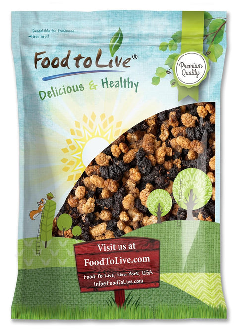 Food to Live Organic Mulberry Mix, 8 Ounces Ã¢â‚¬â€œ White and Black Berries, Dried Superfood Blend, Rich in Antioxidants, Non-GMO, Vegan, Kosher, Bulk