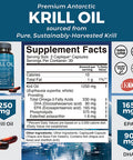 Antarctic Krill Oil 1250 mg, Omega 3 EPA DHA and Astaxanthin, Joint Support and Brain Supplement with Antioxidant Properties, No Fishy Aftertaste, 60 Capsules