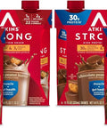 Atkins Strong High Protein Shake, Milk Chocolate Flavored, 12 Count | 30g Protein, 1g Sugar, 7g Prebiotic Fiber, 2g Net Carbs, 23 Vitamins and Minerals, Muscle and Gut Health Support Complex
