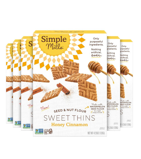 Simple Mills Honey Cinnamon Seed & Nut Flour Sweet Thins, Paleo Friendly & Delicious Sweet Thin Cookies, Good for Snacks, Nutrient Dense, 4.25oz, Pack of 1