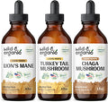 Wild & Organic Lion'S Mane Turkey Tail & Chaga Mushroom Tinctures