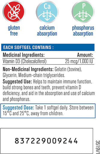 Progressive Vitamin D3, 1, 000 Iu, 180 Softgels 180 count