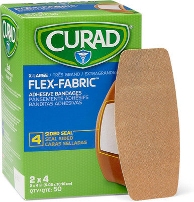 Curad Flex-Fabric Adhesive Bandages X-Large 2x4 50 Count