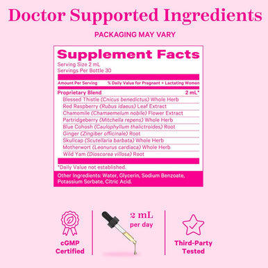 Pink Stork Labor Prep and Recovery Tincture with Red Raspberry Leaf - Natural Third Trimester & Postpartum Essentials 9 Herbs for Gentle Birth Uterine Support & Hormone Balance - 2 oz