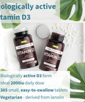 Igennus Daily Vitamin D3 2000iu 50 mcg Clean Label 365 Small Tablets 1Year Supply Vegetarian Cholecalciferol Vitamin D Supplement