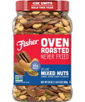 Fisher Oven Roasted Never Fried Mixed Nuts with Peanuts, 24 Ounces | Pack Of 1, Peanuts, Almonds, Cashews, Pistachios, Pecans, Trail Mix, Healthy Snacks For Adults, Made With Sea Salt