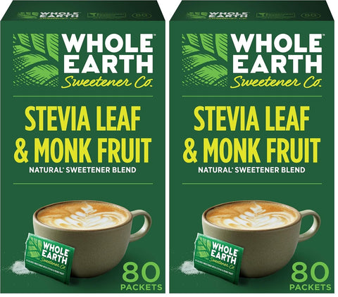 Whole Earth Stevia and Monk Fruit Plant-Based Sweetener, 9.8 Ounce Jar