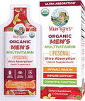 Maryruth Organics Multivitamin For Men Usda Organic Sugar Mens Multivitamin Liposomal Liquid Vitamins For Men Immune Support Supplement and Overall Wellness Vegan 140.5 Fl Oz Pouches
