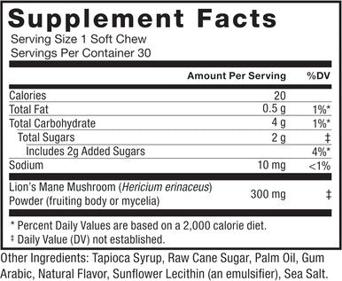 Force Factor Modern Mushrooms Soft Chews Lion s Mane Supplement to Support Memory Mental Focus and Mood Lions Mane Powder Antioxidants Supplement Delicious Vanilla Bean Flavor 30 Soft Chews
