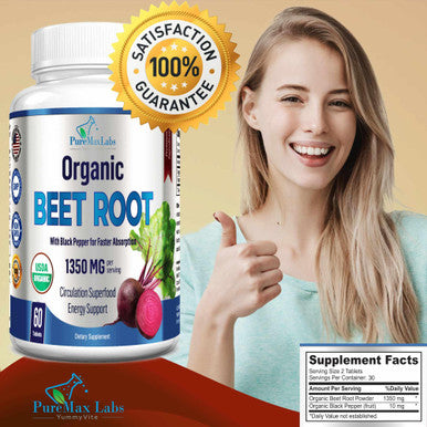 YUMMYVITE Organic Beet Root Powder 1350Mg With Black Pepper 60 Tablets
