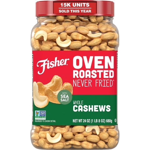 Fisher Oven Roasted Never Fried Mixed Nuts with Peanuts, 24 Ounces | Pack Of 1, Peanuts, Almonds, Cashews, Pistachios, Pecans, Trail Mix, Healthy Snacks For Adults, Made With Sea Salt