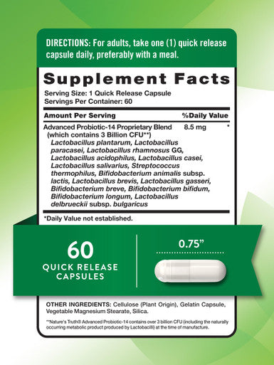 Nature's Truth Probiotic 3 Billion Cultures, 60 Count