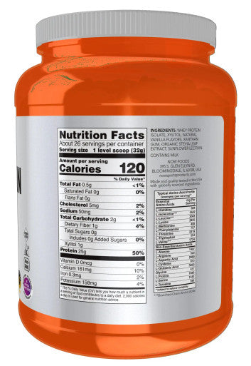 NOW Sports Nutrition Whey Protein Isolate 25 G With BCAAs Creamy Vanilla Powder 1.8 Pound