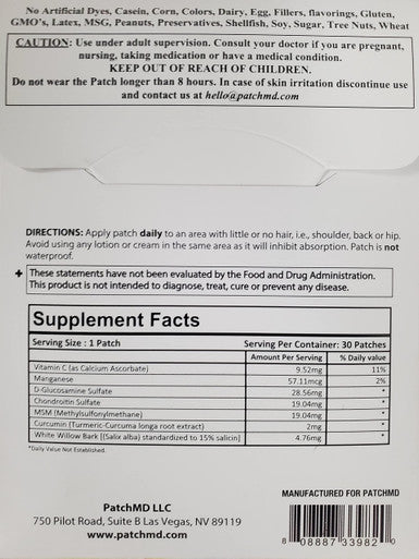 PatchMD Glucosamine & Chondroitin Topical Patches - 30 Days Supply