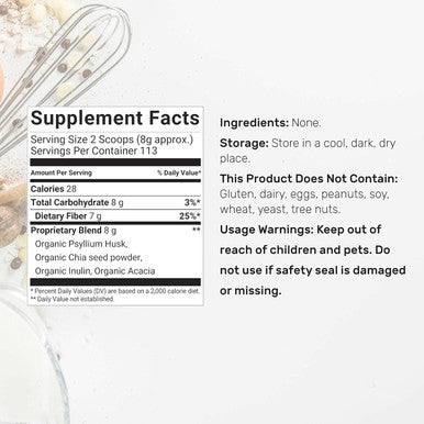 Deal Supplement Organic Fiber Powder Supplement 2lbs with Psyllium Husk Chia Seed Inulin & Acacia Daily Fiber for Adults Rich in Prebiotics for Gut & Digestive Health Unflavored Non-GMO