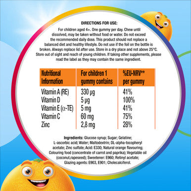 Centrum Multivitamins For Kids Immunity Support Including Vitamins A C D And Orange Fruit Flavour 30 Chewable Multigummies (Packaging May Vary)