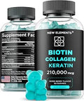 Biotin Gummies with Keratin and Collagen Peptides Advanced Supplement for Hair Growth Treatment for Men and Women Hair Skin and Nails Vitamins Biotin 10000mcg Keratin 100000mcg Collagen 100000mcg