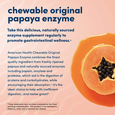 American Health Original Papaya Enzyme Chewable Tablets - Promotes Nutrient Absorption And Helps Digestion - Gluten-Free, Vegetarian - 600 Count, 200 Total Servings