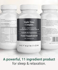 Hey Nutrition Night Time Complex with 100mg L-Tryptophan Chamomile & Lemon Balm Natural Supplement for Sleep & Relaxation - Non-GMO 60 Vegetarian Capsules